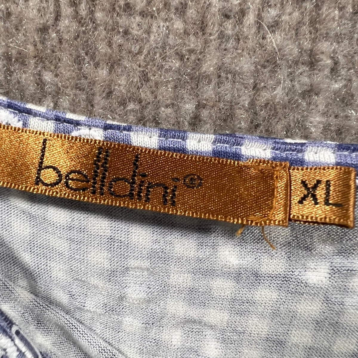 Belldini Blue Gingham Embroidered Square Neck Smocked Waist Milkmaid Top XL