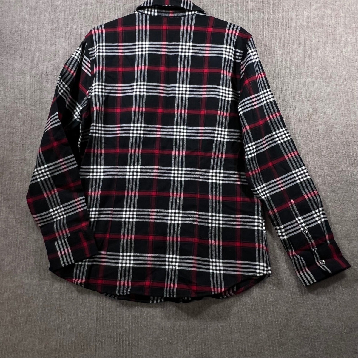 CHAPS Plaid Full Zip Flannel Shirt Jacket Red Black White L G Mens Long Sleeve
