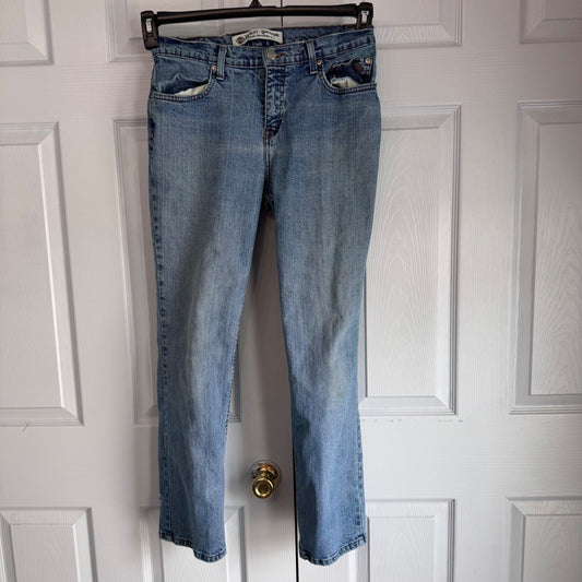 Y2K Vintage Harley Davidson Denim Jeans W 10 Light Wash Straight Leg Biker Core