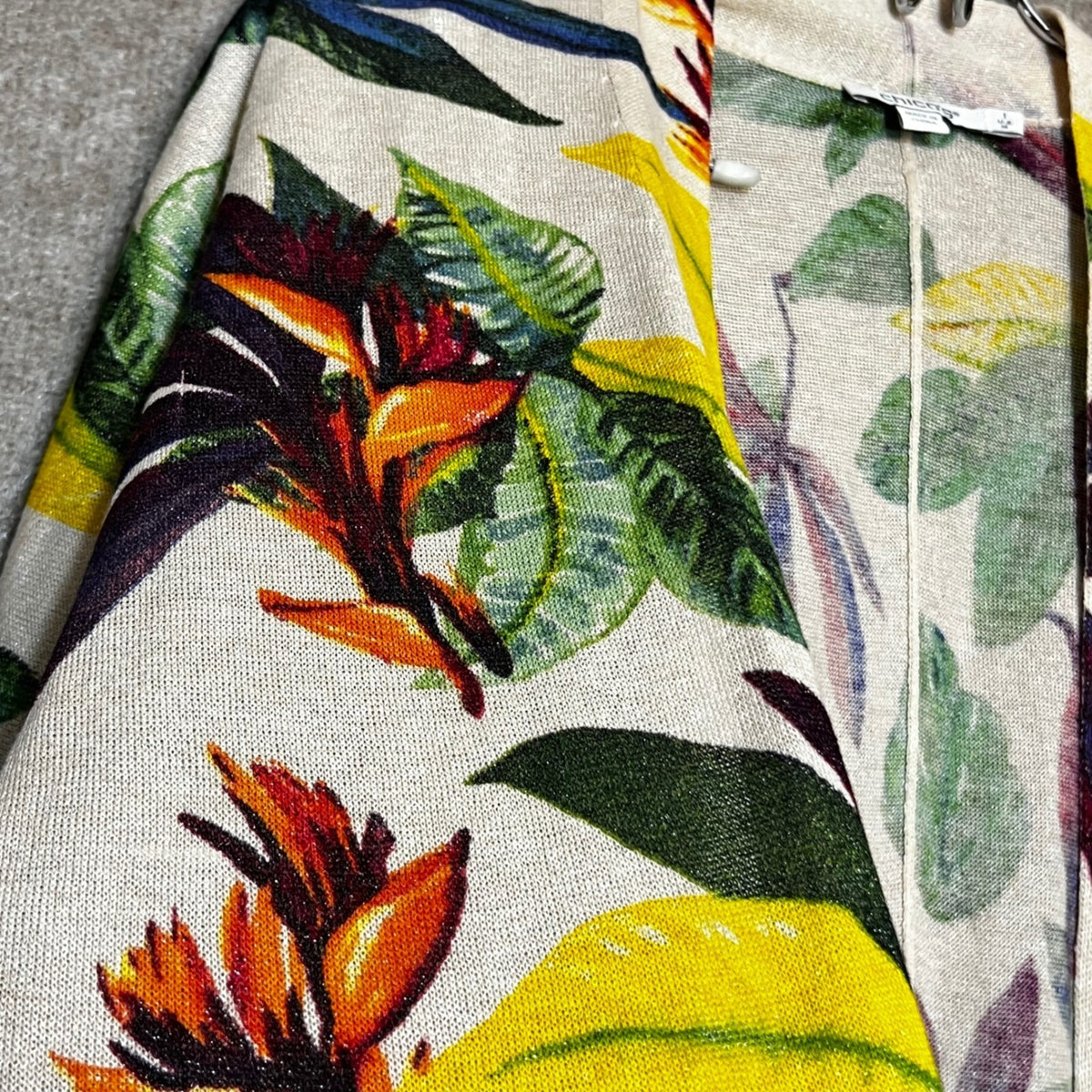 Chicos Kimono Cardigan Womens Size 1 Tropical Floral Open Front Lightweight Boho