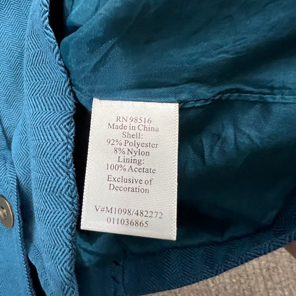 Coldwater Creek Womens Blazer Jacket Size 12 Blue Herringbone Career Office