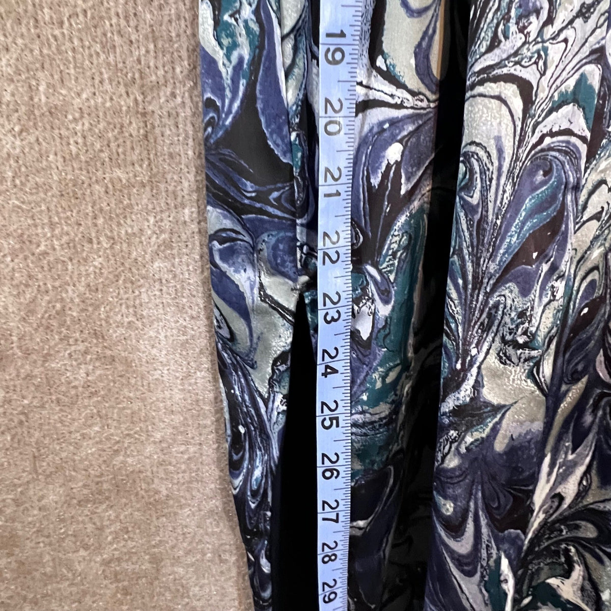 Abercrombie & Fitch Slit Satin Midi Dress S Blue Marble Print Sheath Bodycon