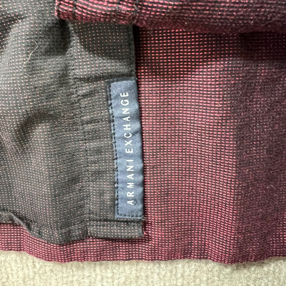 Armani Exchange Mens Button Down Shirt Dark Red  Long Sleeve M