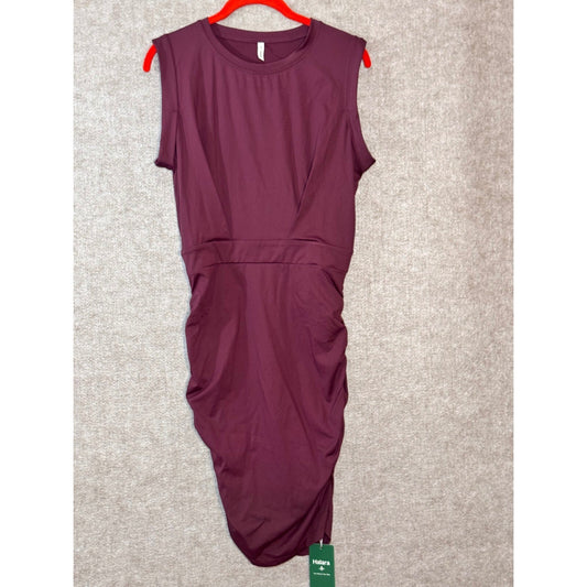 New Halara Ruched Bodycon Dress Women S Burgundy SoftlyZero Airy Athletic Chic
