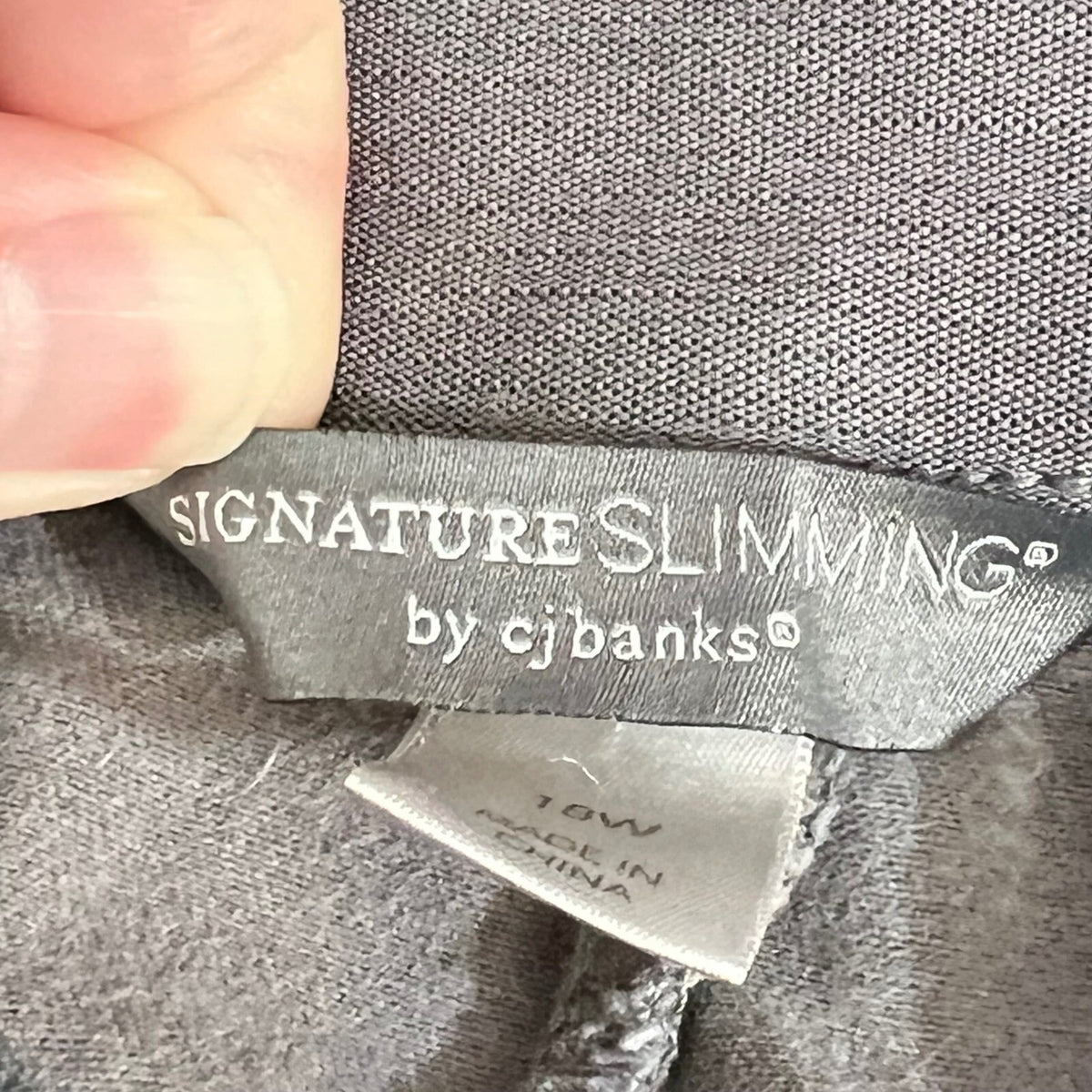 CJ Banks Pants Women 18W Gray Signature Slimming Stretch Cotton Blend Casual