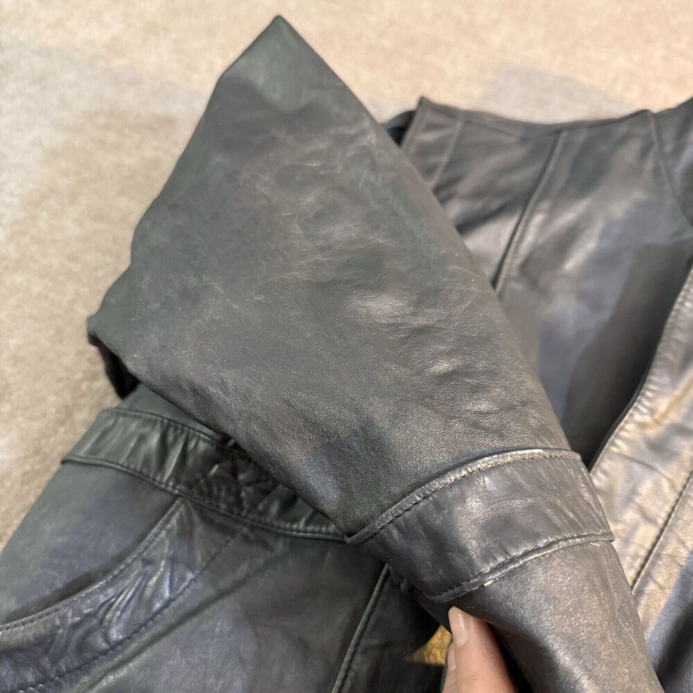 Vintage 90s Wilson Suede Leather Mens S 38 Gray Leather Jacket Removable Lining