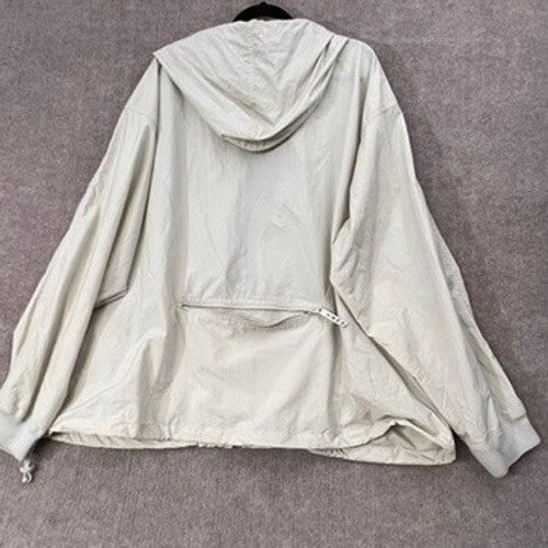 IZOD XXL Nylon Windbreaker Jacket Hooded Full Zip Beige Lightweight Coat