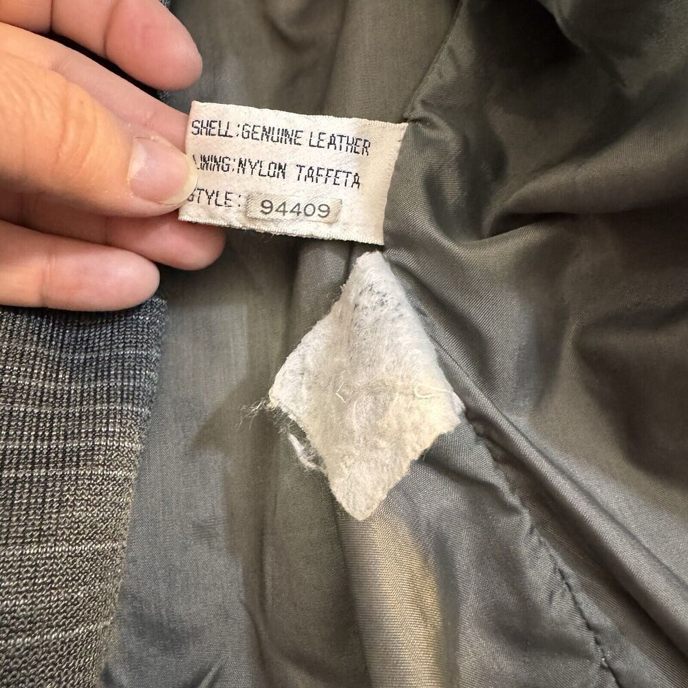 Vintage 90s Wilson Suede Leather Mens S 38 Gray Leather Jacket Removable Lining
