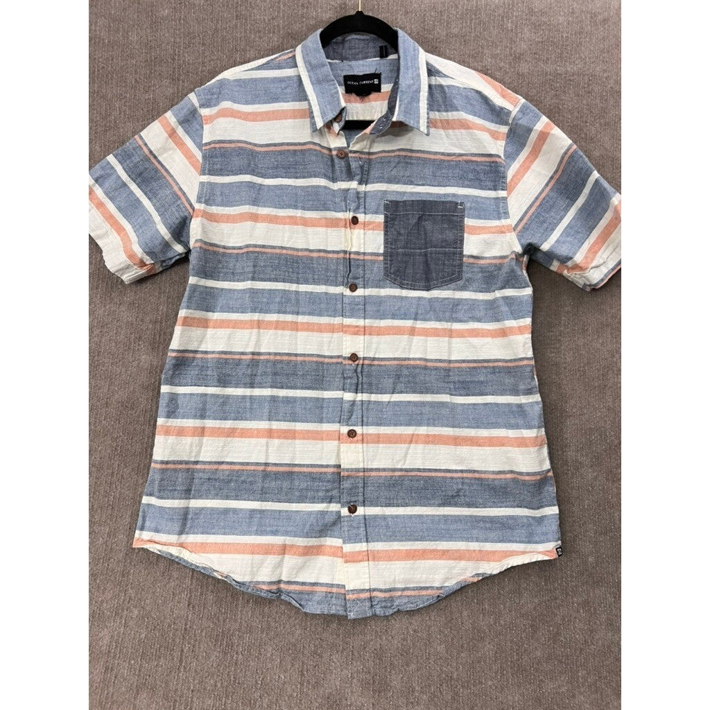 Ocean Current Mens Large Striped Shirt Short Sleeve Button Down Casual
