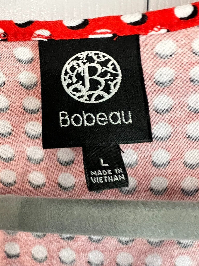 Bobeau Women's Top Lg Red Polka Dot Sleeveless Crossover