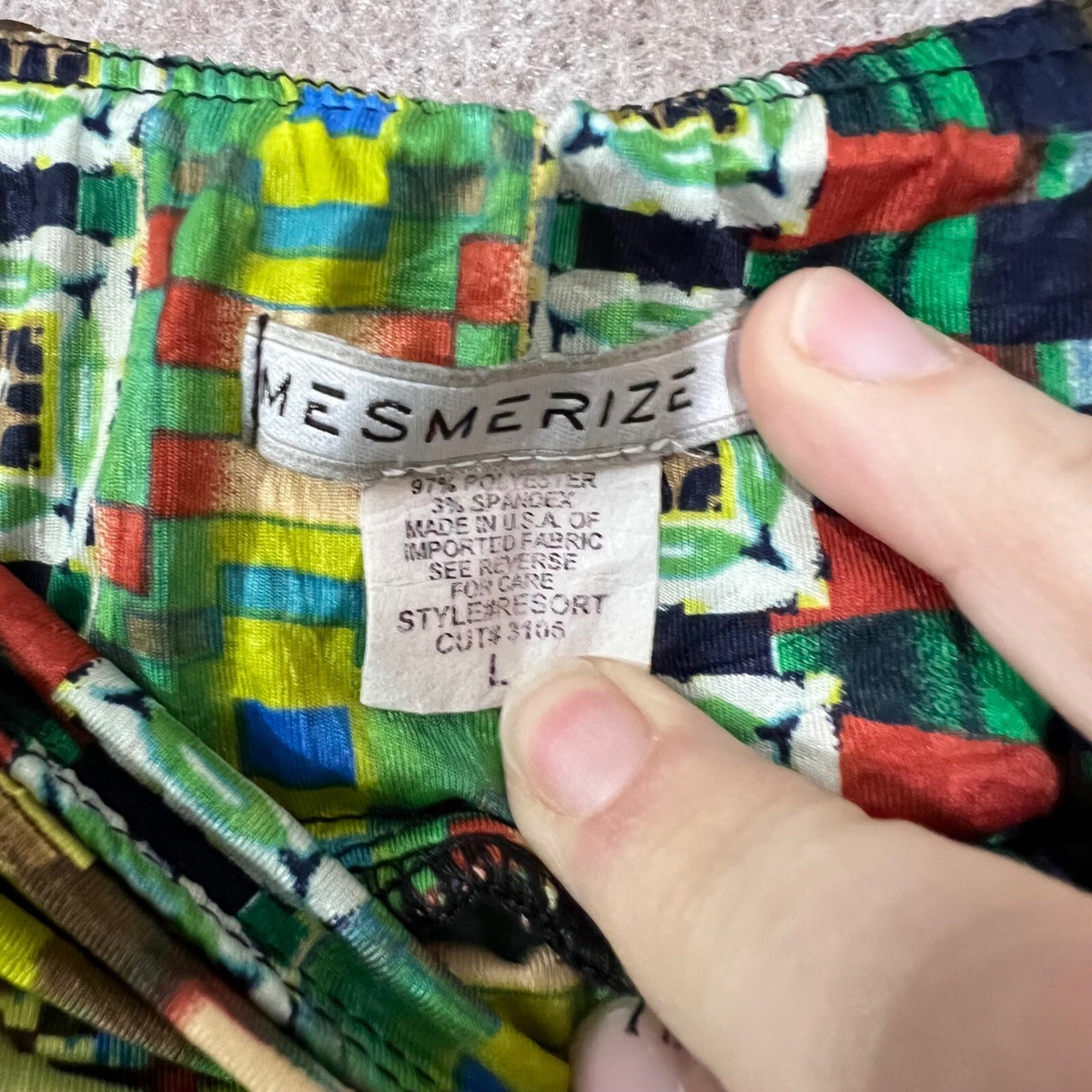 Resort Geometric Tribal Dopamine Print Pants Womens Large Stretch Boho Trippy