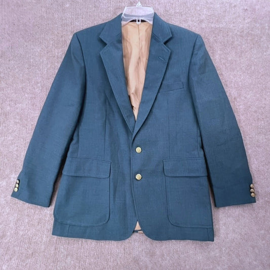 Imperial Haggar Men 40R Teal Blue Blazer Gold Buttons USA Vintage Classic Jacket