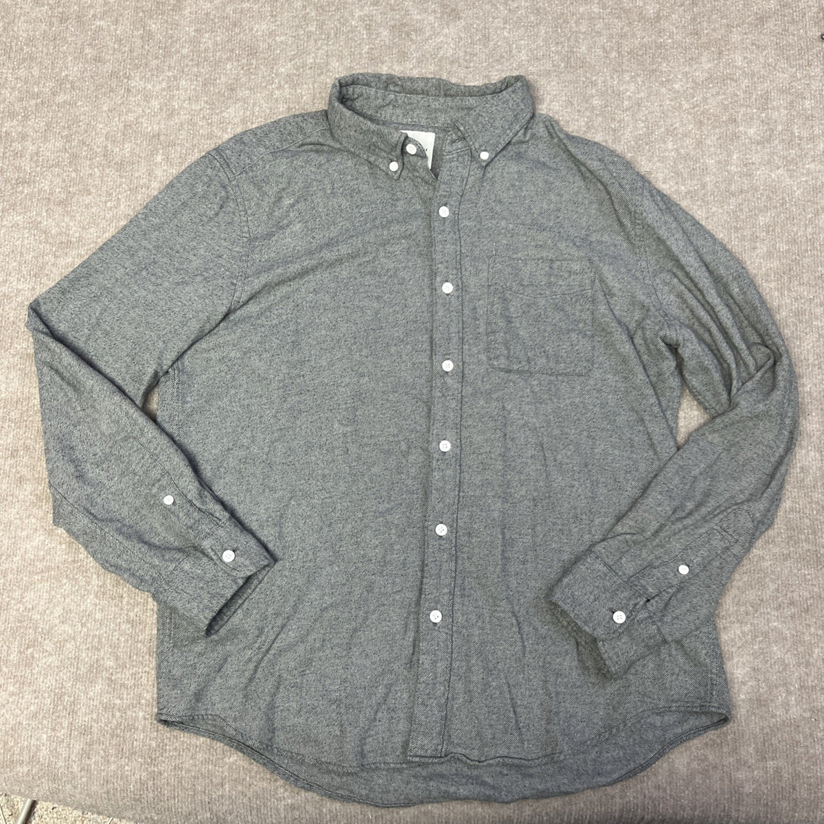 American Eagle Button Up Shirt Men's Lg Gray Soft Flannel Cotton Long Sleeve