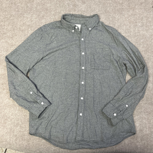 American Eagle Button Up Shirt Men's Lg Gray Soft Flannel Cotton Long Sleeve