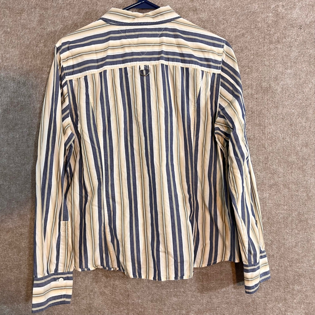 Tommy Hilfiger Striped Button Down Shirt Womens 16 Blue Tan Cotton Preppy