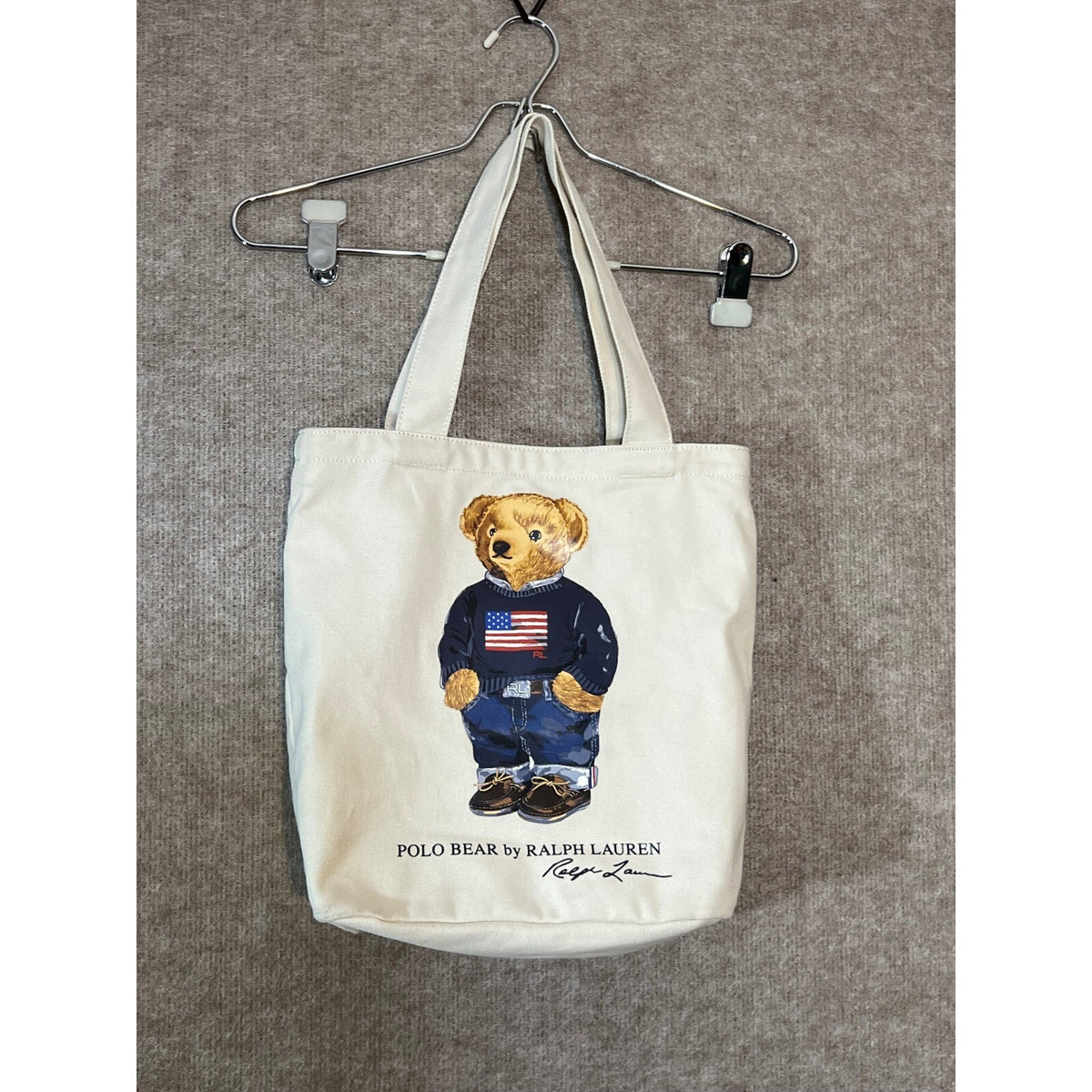 Polo Bear Ralph Lauren Tote Bag American Flag Canvas Preppy Aesthetic