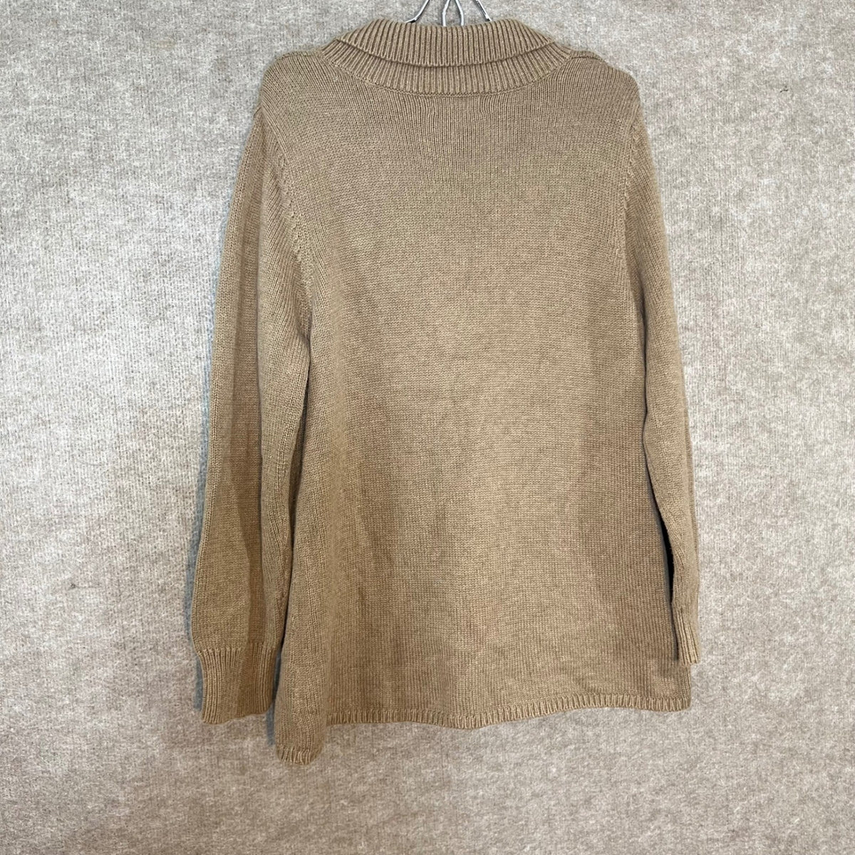 Eddie Bauer Shawl Collar Cardigan Sweater Women XL Tan Cotton Knit Academia