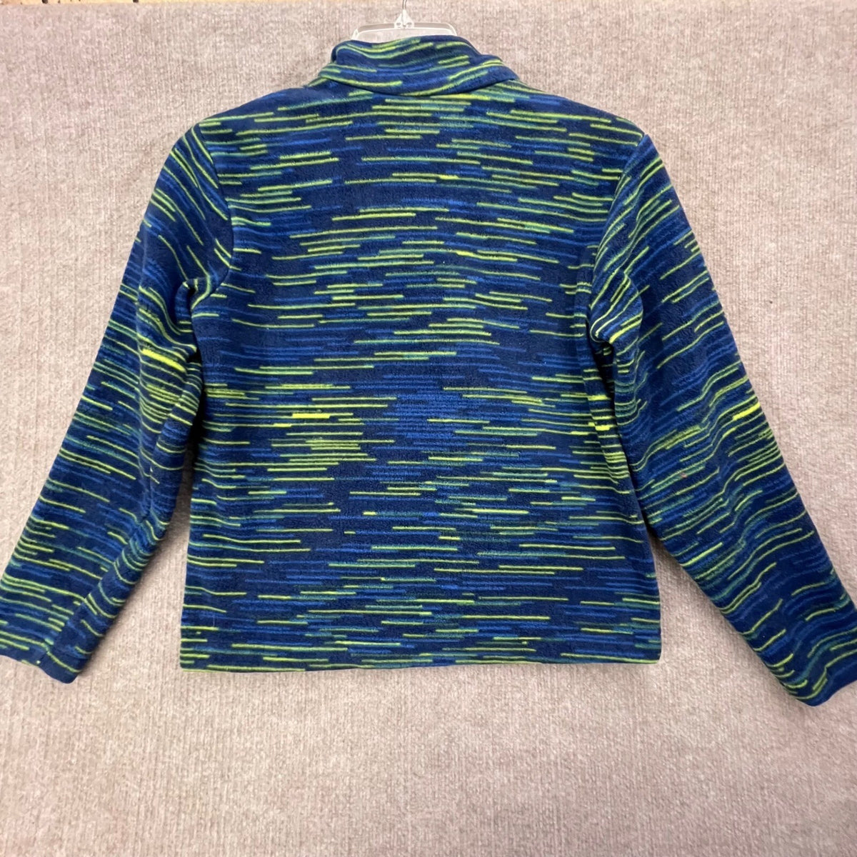 Eddie Bauer Kids L Fleece Jacket Full Zip Blue Green Patterned
