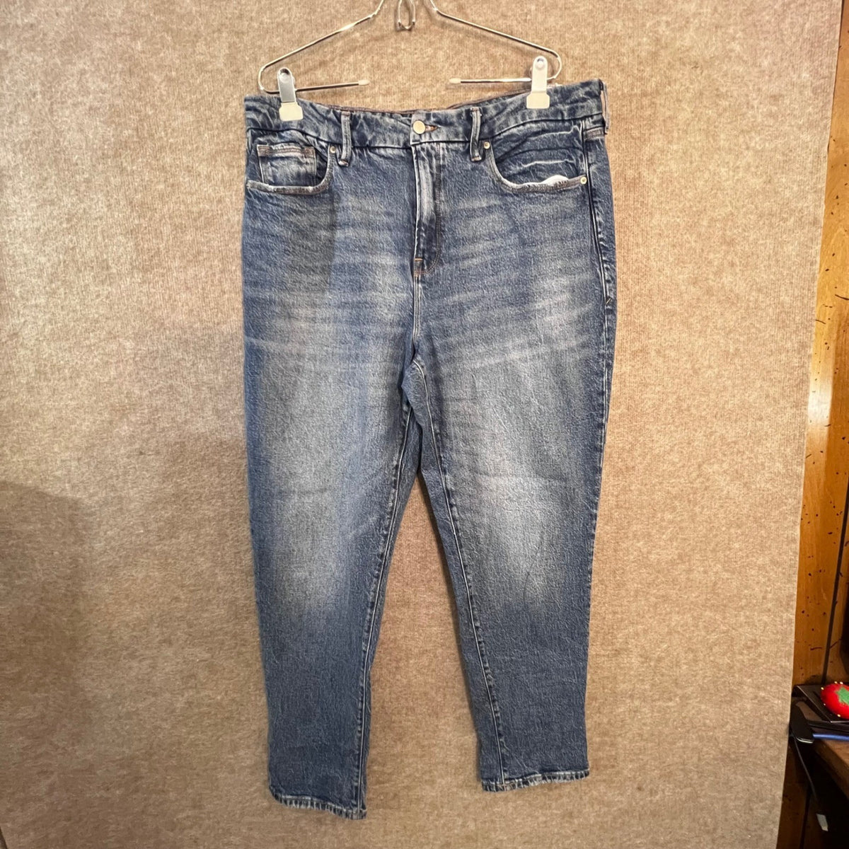 Good American The Weekender Cuffed Jeans Women 14/32 Blue High Rise Mom