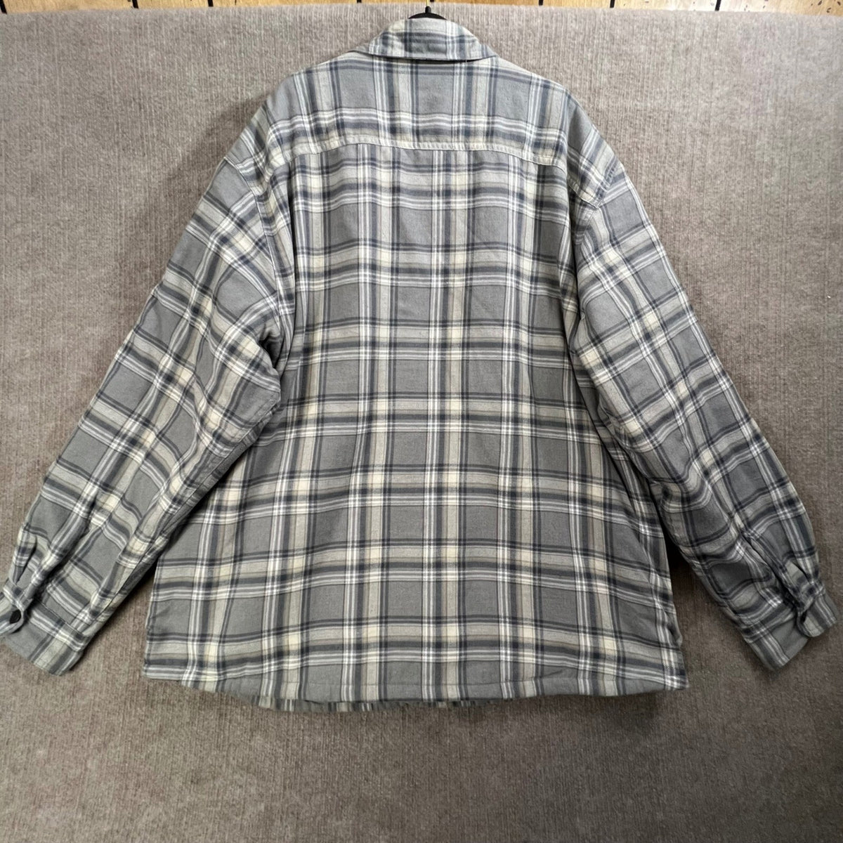Wrangler Mens 2XL Gray Plaid Sherpa Lined Flannel Shirt Jacket Overshirt