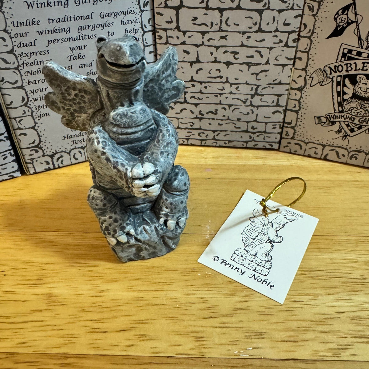 Vintage Noble Beasts Winking Gargoyles Turtle NOB108 Grey Stone Look Figurine