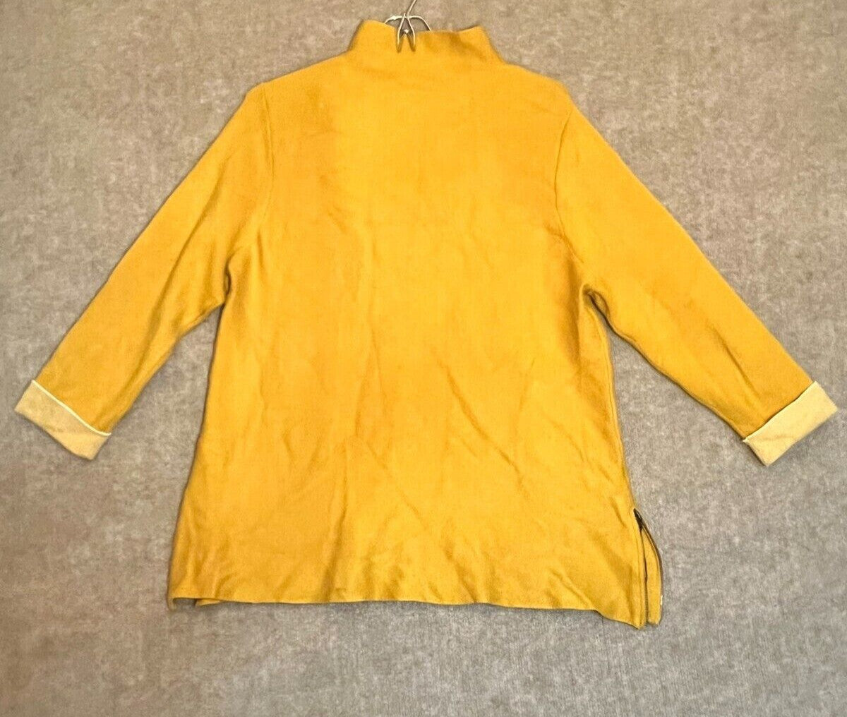 Tahari Women’s Sweater XL Mustard Mock Neck Flip Cuff Knit Stylish Comfortable