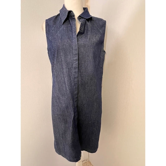 Sandro Sportswear Denim Mini Dress Women's Size 10 Sleeveless Zip Front No Belt