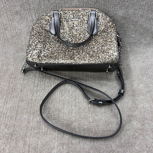 Kate Spade Glitter Dome Satchel Crossbody Bag Sparkle Silver Chain Strap FLAW