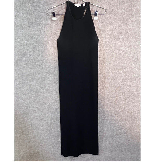 ALC Ribbed Halter Midi Dress Womens Small Black Cotton Blend Minimalist Chic