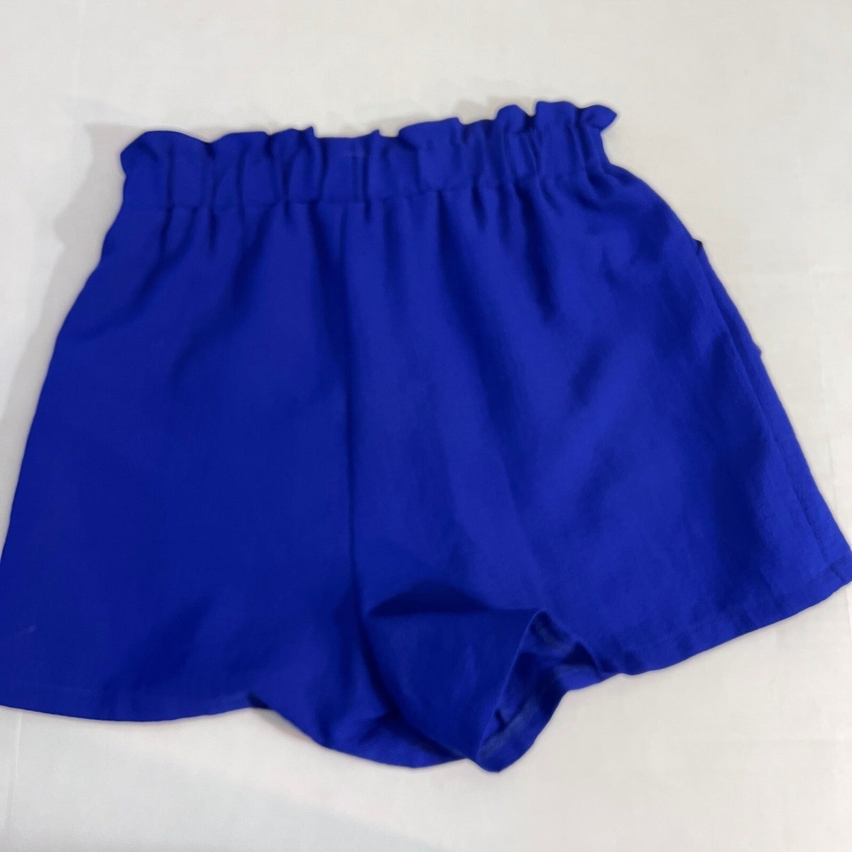 Paperbag Waist Shorts Womens XS Royal Blue Drawstring Casual Summer Resort