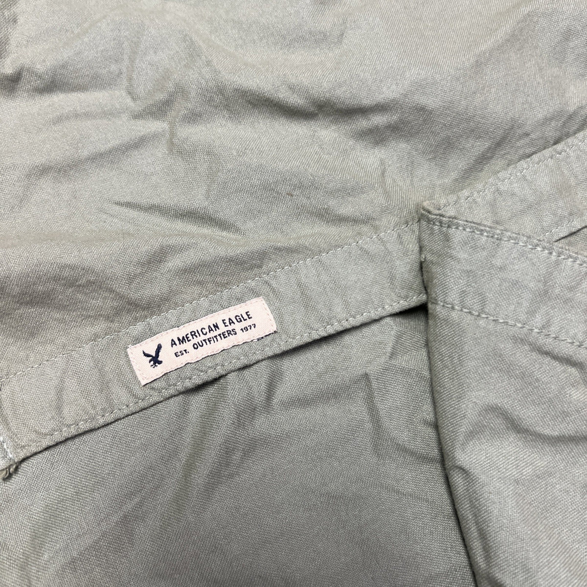 American Eagle Mens Large L LG Sage Button Down Casual Preppy Comfort Shirt