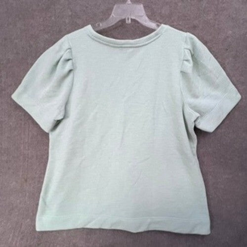 Talbots Plus Size 3X Green Puff Sleeve Crew Neck Sweatshirt Top