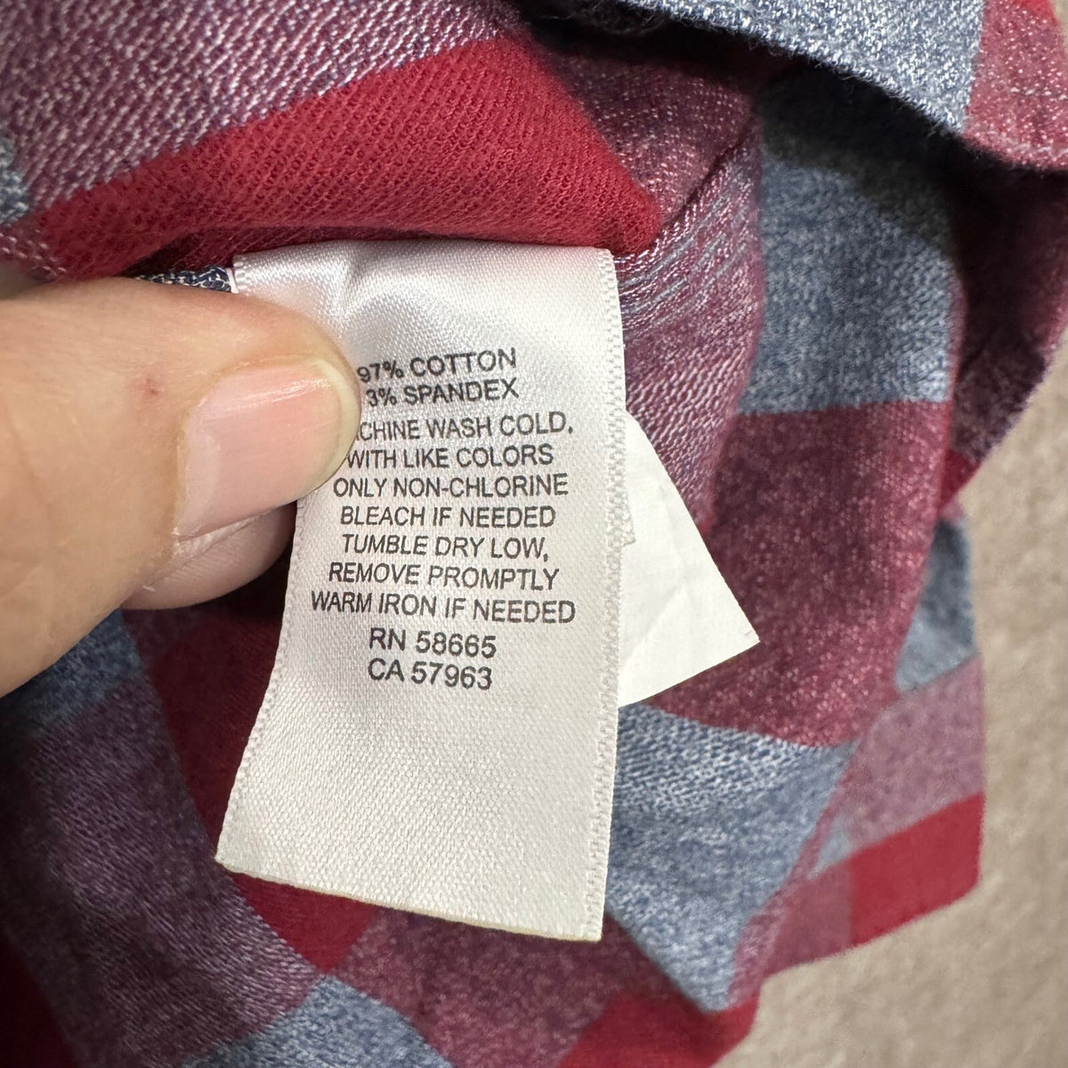 NWT 1901 Stretch Flannel Shirt Men 3XL Red Grey Buffalo Plaid Trim Fit Outdoorsy