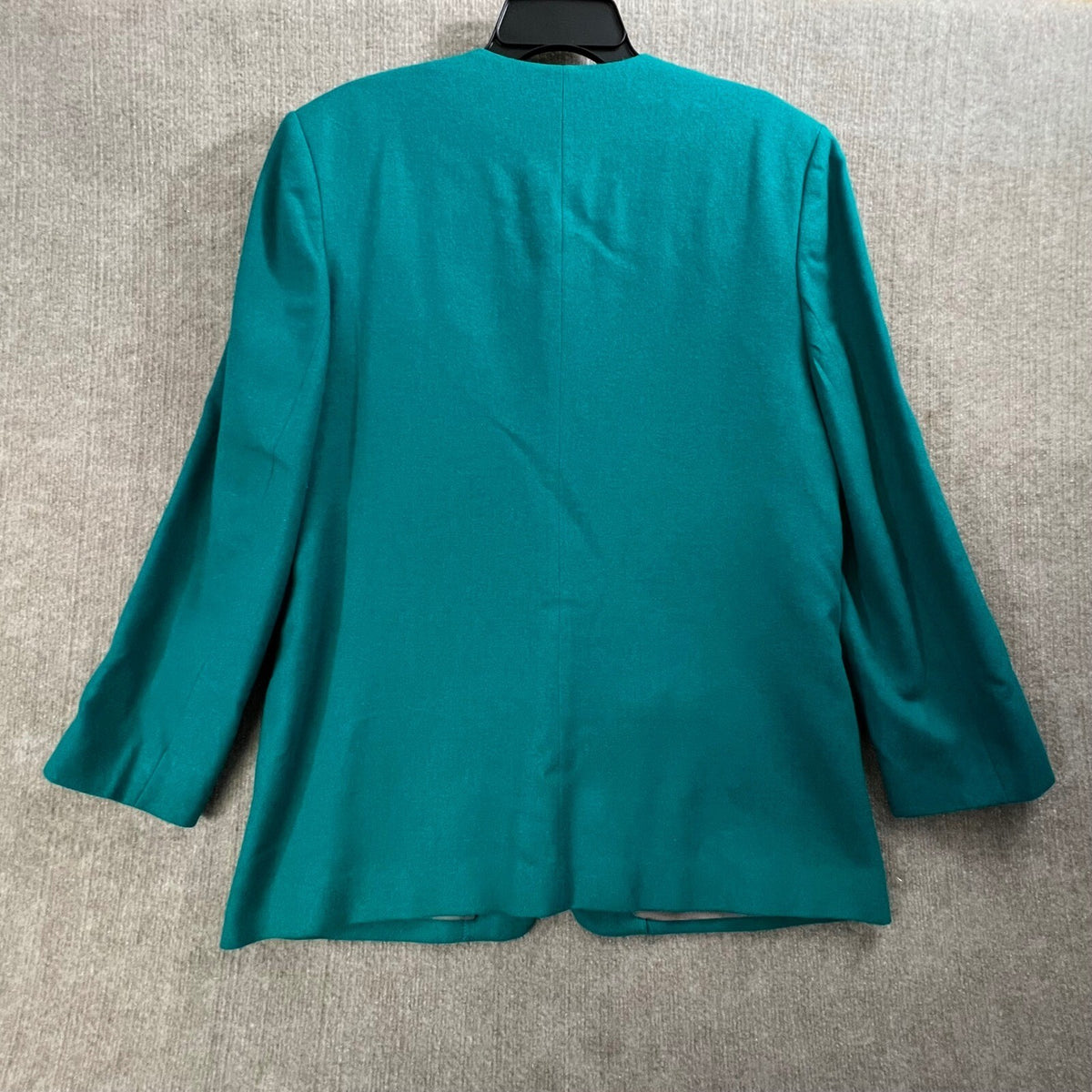 Pendleton Wool Suit Set Teal Green Skirt and Blazer Vintage Made in USA