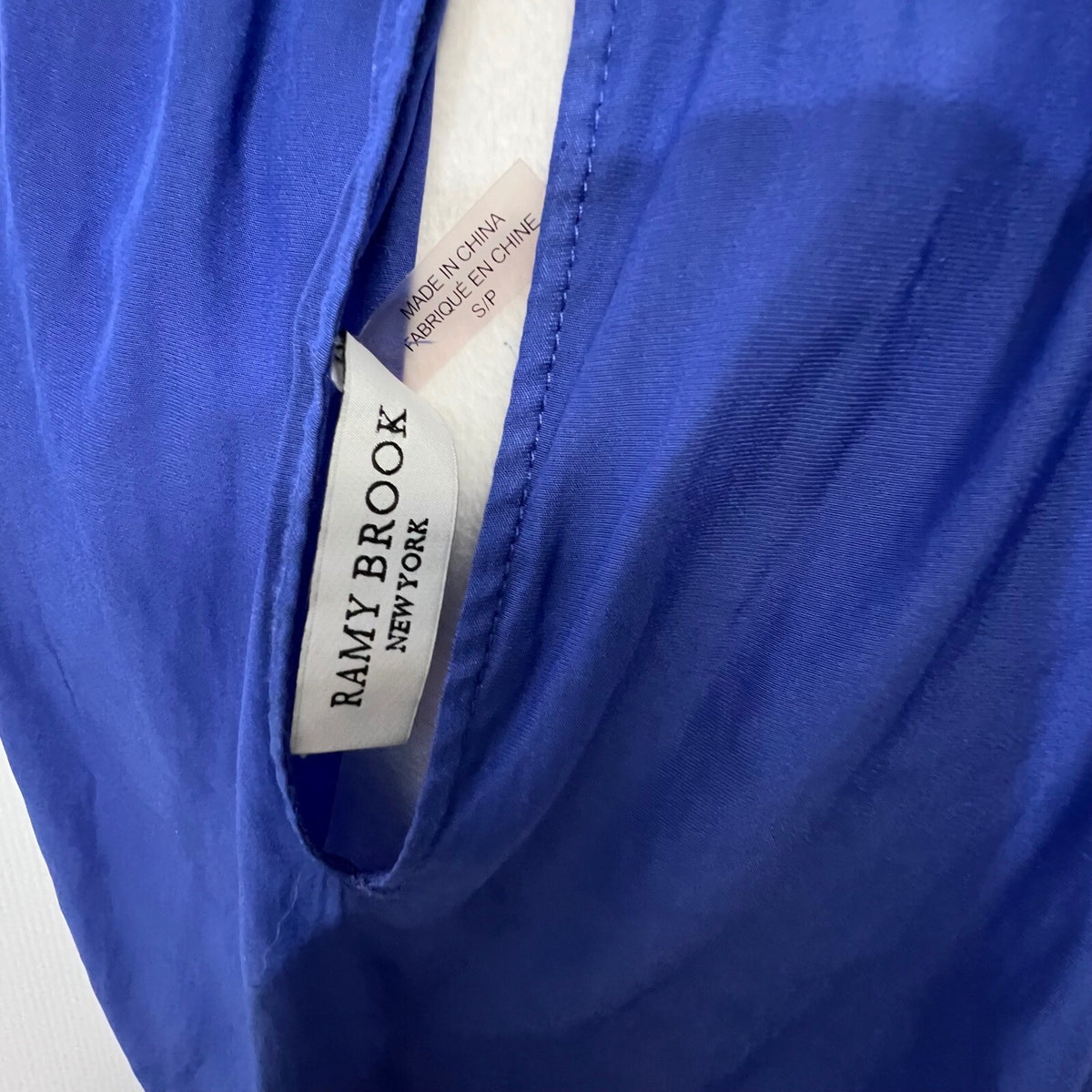 Ramy Brook New York Royal Blue Sleeveless Smocked Waist Ruffle Hem S Mini Dress