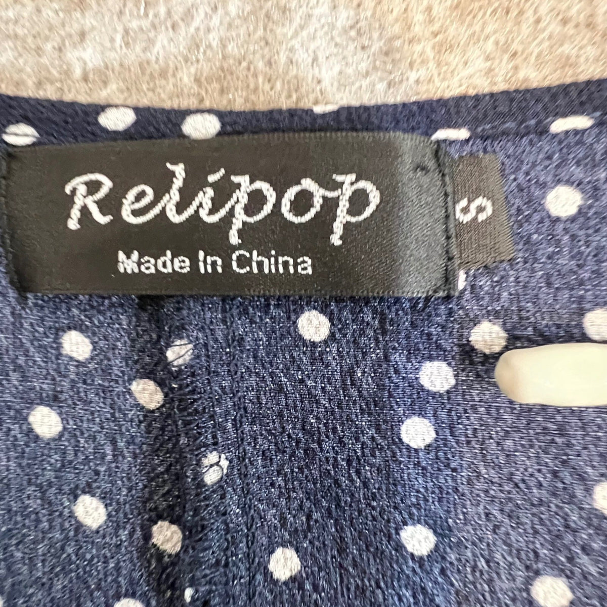 Relipop Polka Dot Wrap Dress Womens Small Navy Ruffle Hem Flutter Sleeve Mini