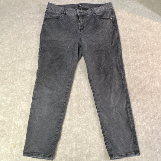Dress Barn Sz 16 Leopard Print Skinny Jeans Black Tonal Soft Stretchy High Rise