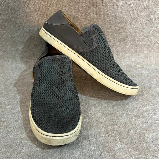 OluKai Pehuea Women’s 8 Gray Mesh Slip On Sneakers Drop In Heel