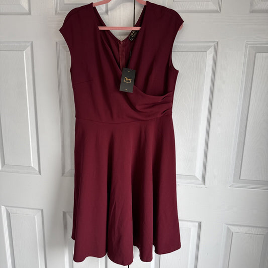 NWT Missmay Dress Women XL Sleeveless Wrap Burgundy Back Zip