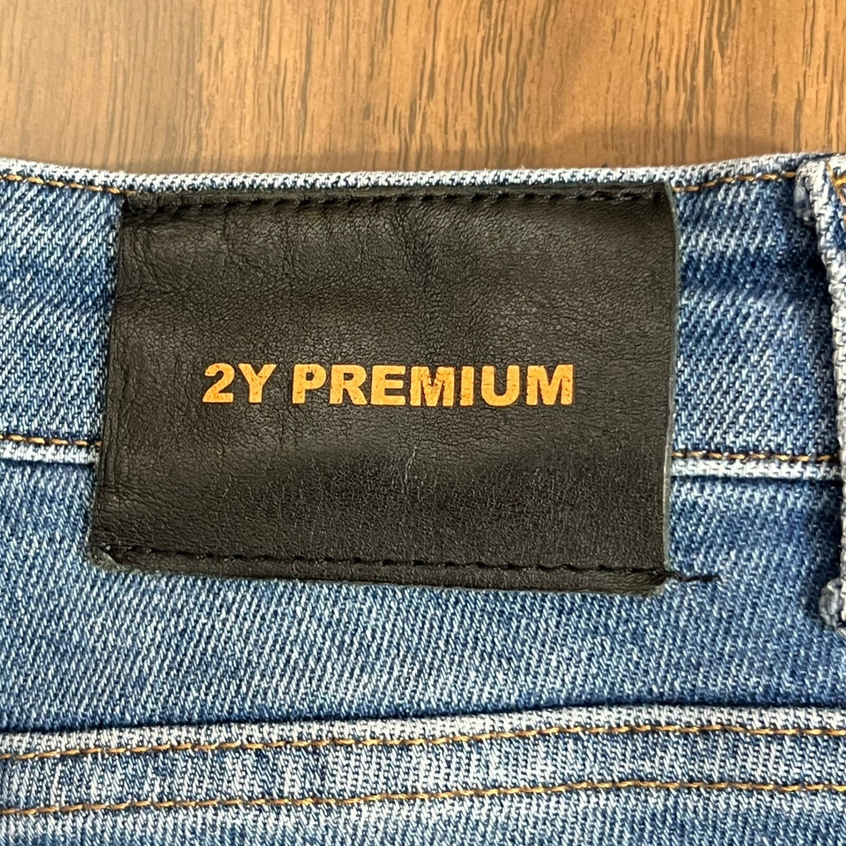 2Y Premium Distressed Skinny Jeans Mens 28 Blue Ripped Stretchy Streetwear
