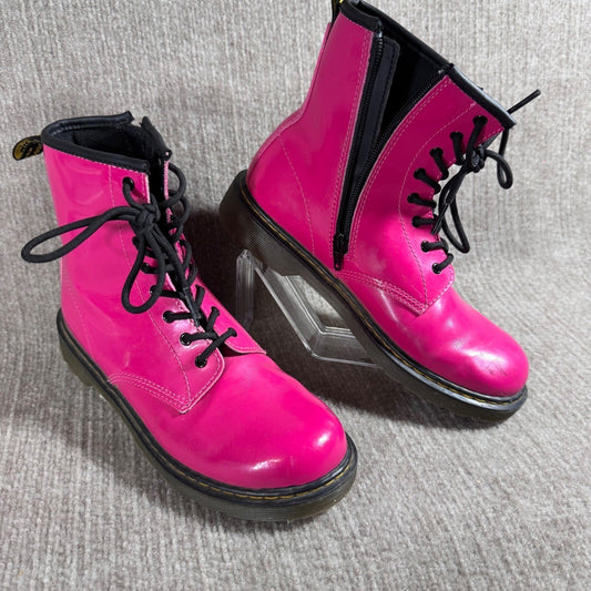 Dr Martens Boot Women Size 4 Hot Pink Patent Leather Side Zip Combat Punk Goth