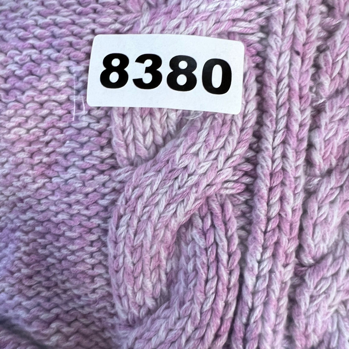 LL Bean Cable Knit Sweater Womens Medium Purple Cotton Marled Coastal Grandma