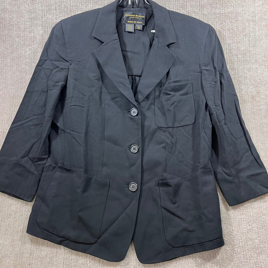 Donna Karan New York Black Wool Blend Blazer Jacket Made in Italy Size 10