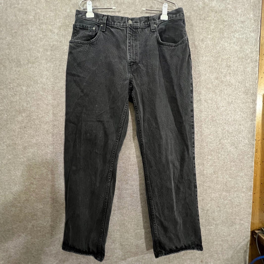 Arizona Jeans Mens 36x30 Black Relaxed Straight Leg Denim Pants Grunge Skater