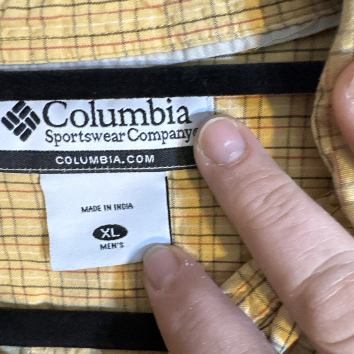 Columbia Men's Size XL Butter Yellow Plaid Short Sleeve Button Up Check Shirt