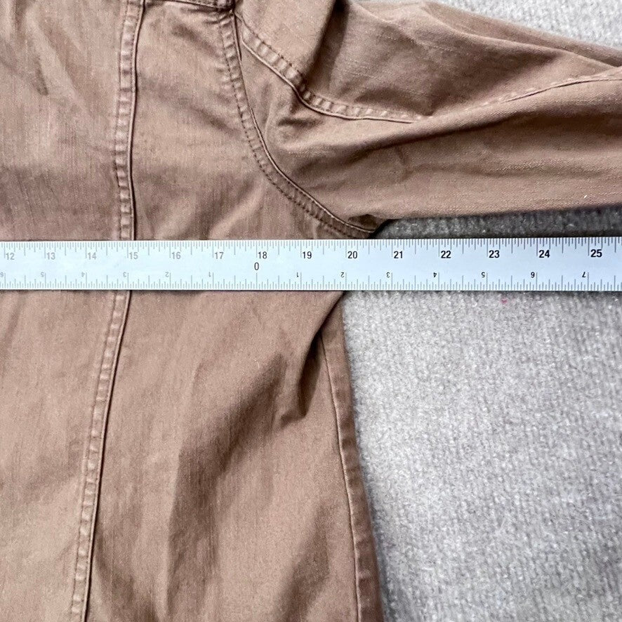 Christopher & Banks L Brown Cotton Blend Stretch Utility Jacket Button Front
