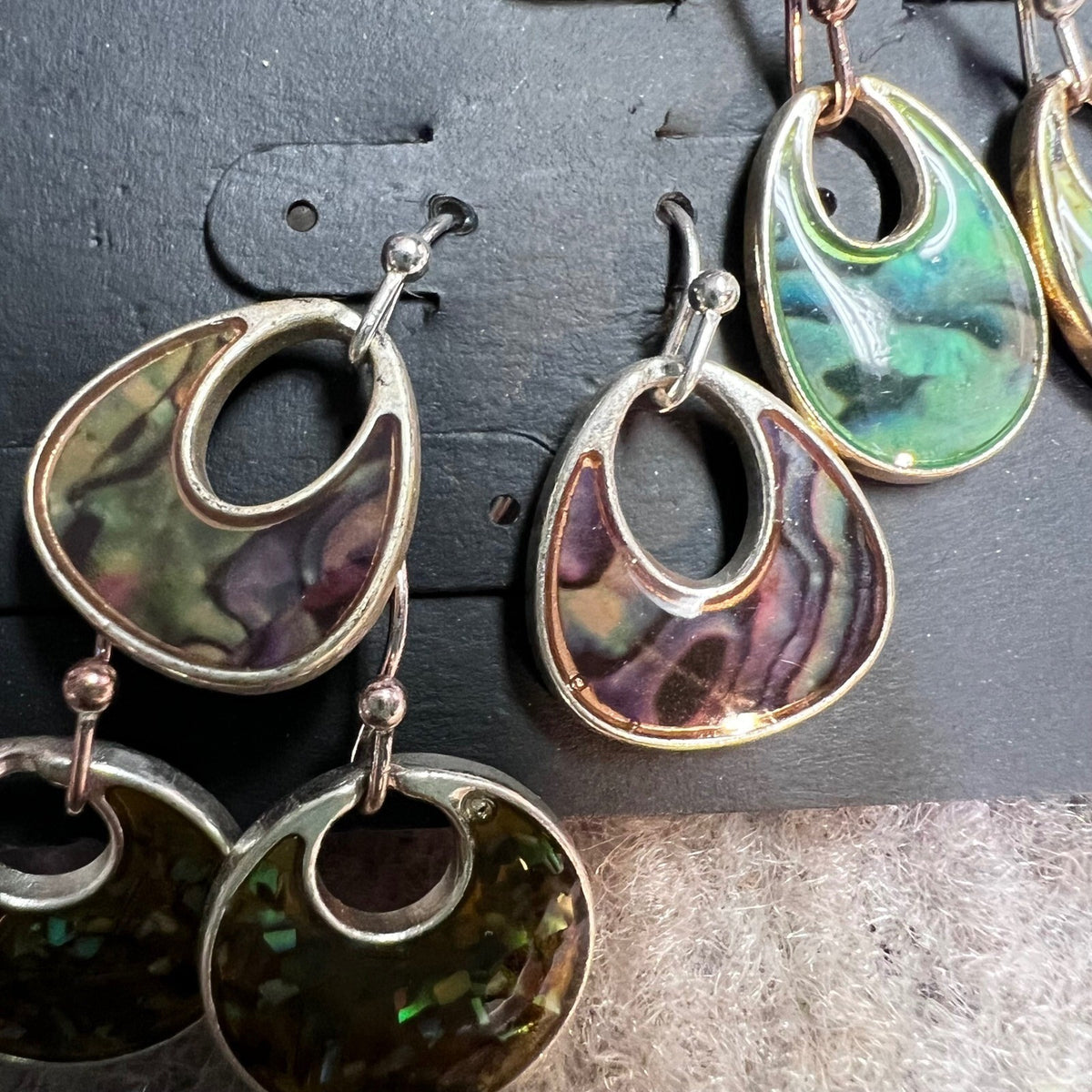 Tanya Creations Earring Set Women 3pc Faux Abalone Shell Dangle Drop Boho