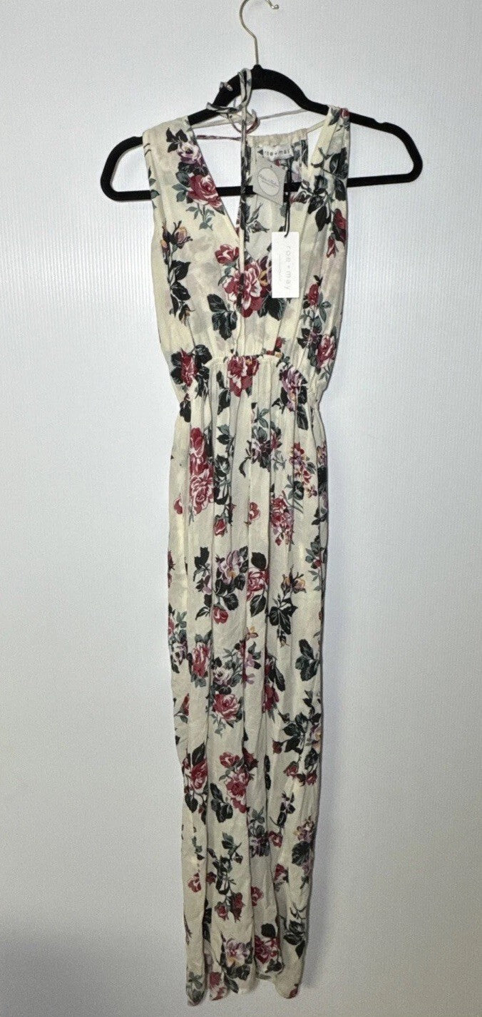 Roe & May NWT Bright Floral Open Tie Back Wide Leg Jumpsuit Garden Party