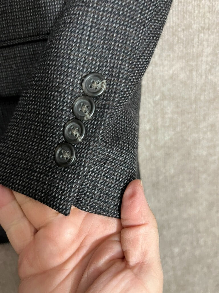 Chaps 42R Brown Jacket Gray/Brown Houndstooth Style Woolen Fabric