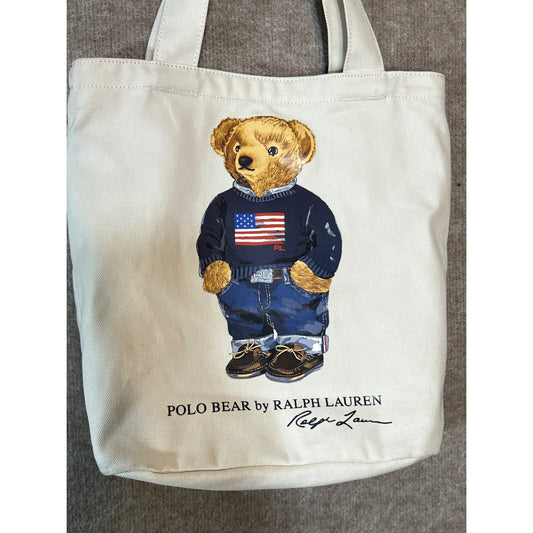 Polo Bear Ralph Lauren Tote Bag American Flag Canvas Preppy Aesthetic